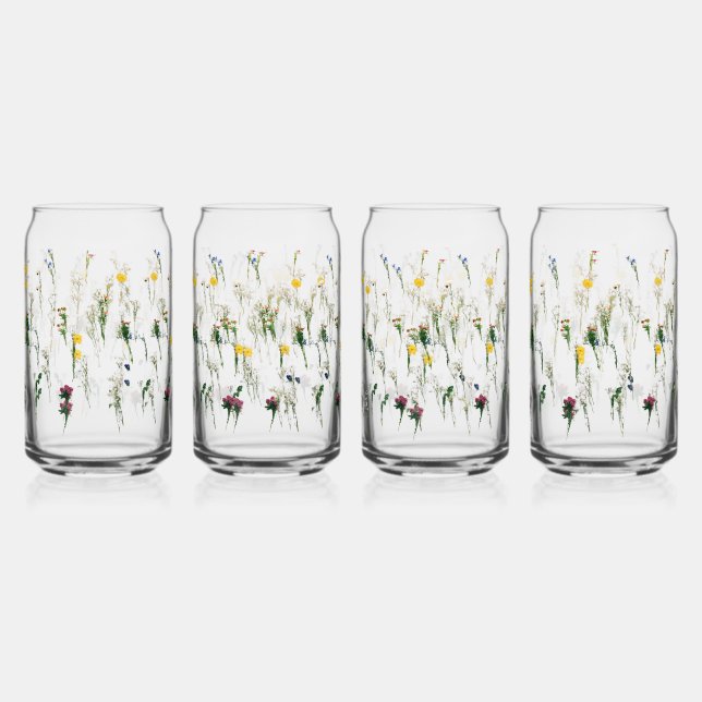 Bierbrille, Tasse & Steine Blumenmuster Dosenglas (Vorderseite)