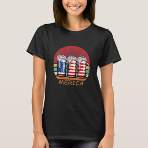Bierdosen Amerikanische Flagge 4. Juli Männer Frau T-Shirt