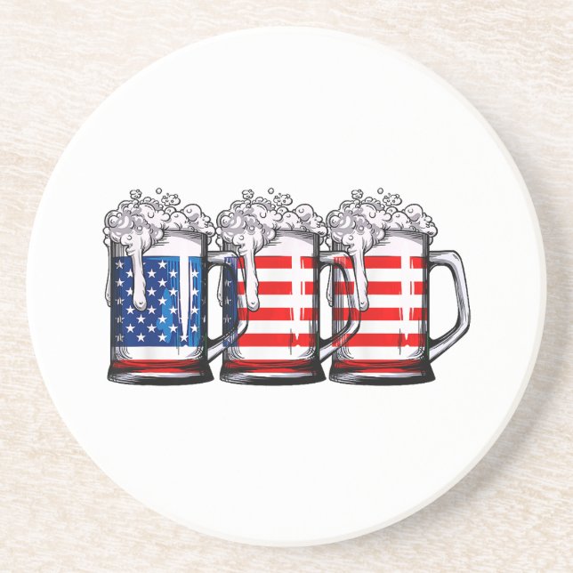 Biere American Flag 4. Juli Männer Frauen Merica D Getränkeuntersetzer (Vorne)