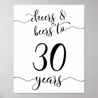 Biere bis 30 Jahre Geburtstagszeichen Poster