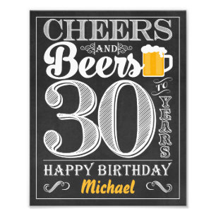 Biere bis 30 Jahre Happy Birthday Sign Fotodruck
