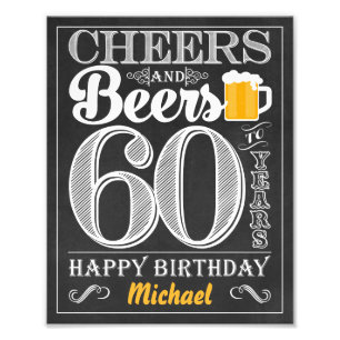 Biere bis 60 Jahre Happy Birthday Sign Fotodruck