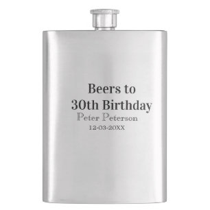 Biere zum 30. Geburtstag Name Datum Mann stilvollE Flachmann