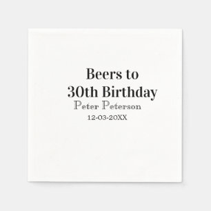 Biere zum 30. Geburtstag Name Datum Mann stilvollE Serviette