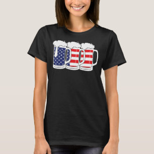 Bierfahne 4. Juli Männer Frauen Merica USA T-Shirt