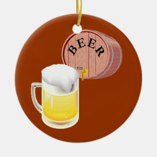 Bierfaß und Bier Stein Keramik Ornament