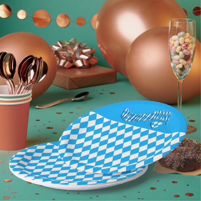 Bierfestival Bayerisches Flaggenmuster Oktoberfest Pappteller (Multi)