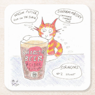 Bierfestival, Unentschlossene Katze, Biermatte Rechteckiger Pappuntersetzer