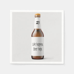 Bierflasche für 21. Geburtstagsfeier Serviette