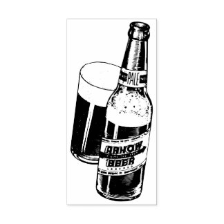 Bierflasche und Glas Gummistempel