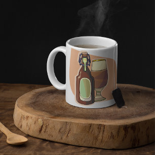 Bierflasche und Glas Rustikale Brauerei Kaffeetasse