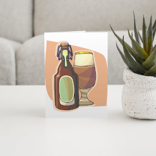 Bierflasche und Glas Rustikale Brauerei Karte