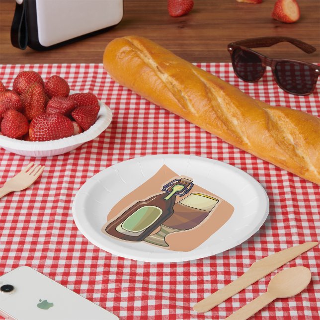 Bierflasche und Glas Rustikale Brauerei Pappteller (Von Creator hochgeladen)