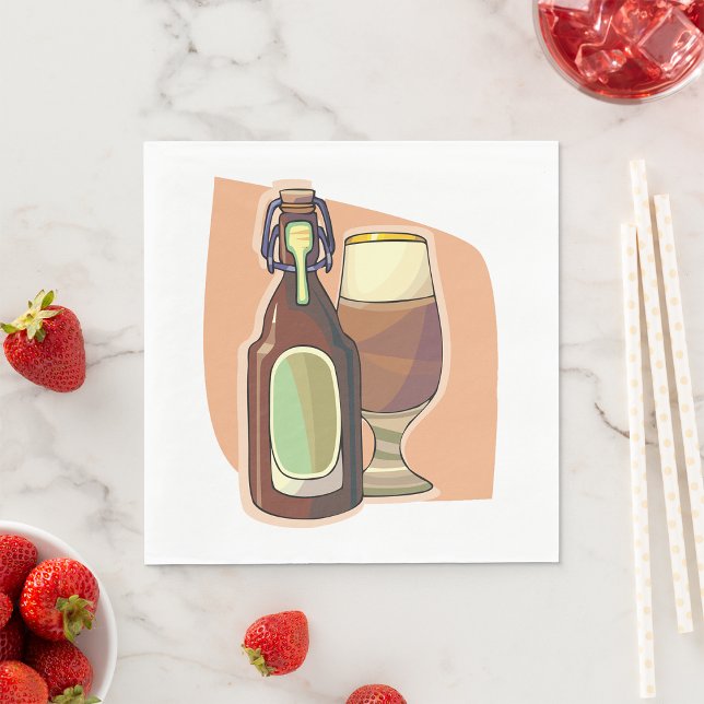Bierflasche und Glas Rustikale Brauerei Serviette (Von Creator hochgeladen)