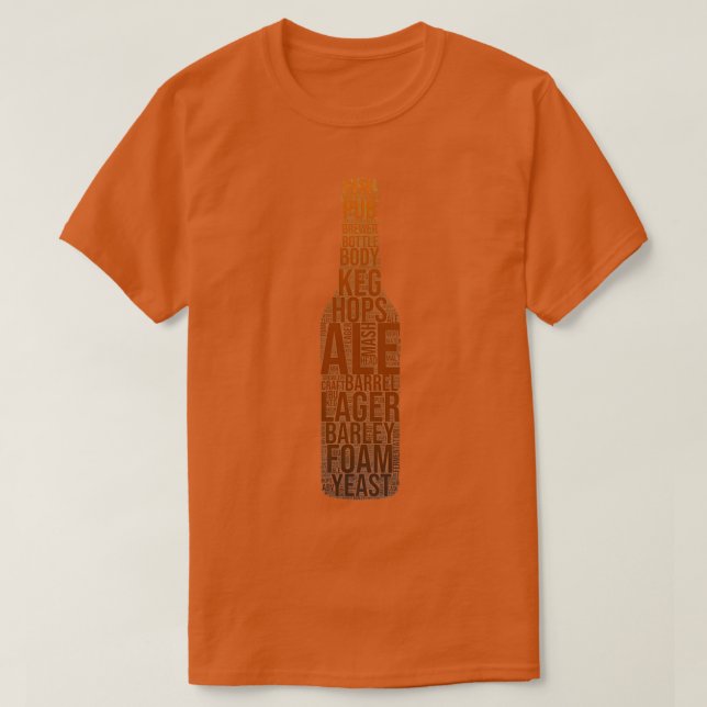 Bierflasche Word Art T T-Shirt (Design vorne)