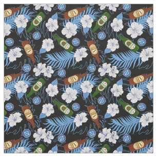 Bierflaschen Tropische Blume Schwarzes Hawaiianisc Stoff