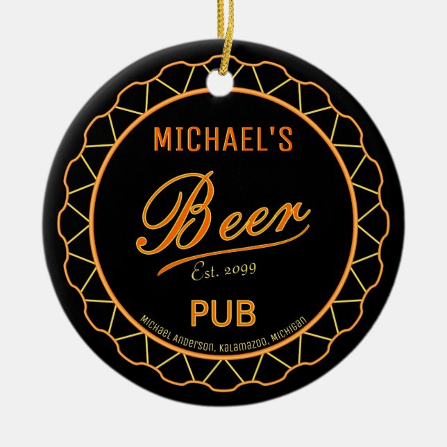 Bierflaschenkappen-Pub Keramik Ornament (Vorne)
