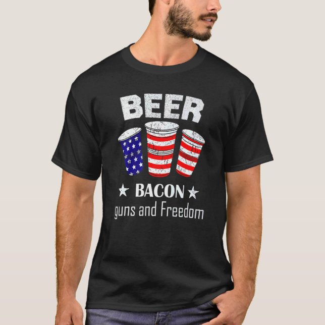 Bierfreiheitsflagge Amerikanische Flagge 4. Juli M T-Shirt (Vorderseite)