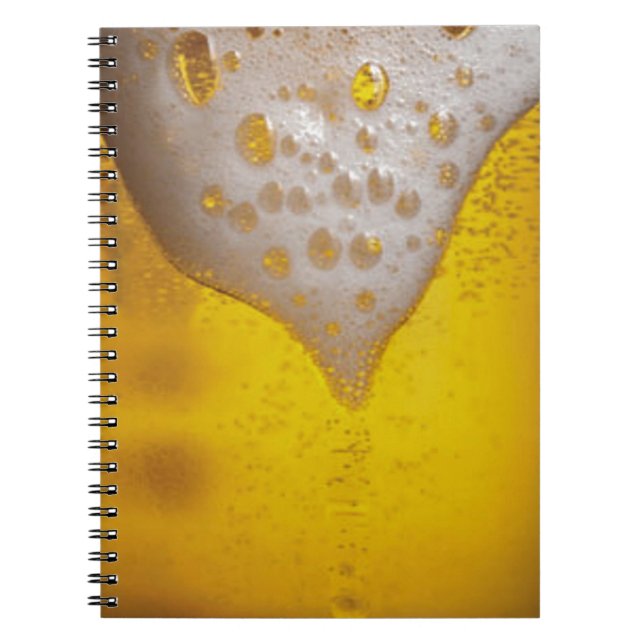 Bierglas mit Bläschen und Schaumstoff Notizblock (Vorderseite)