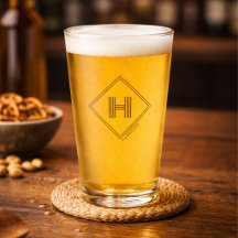 Bierglas | Modernes geometrisches Monogramm Initia