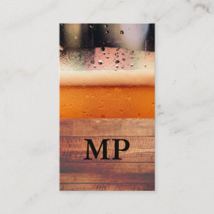 Bierglas Rustikales Holz Monogramm Visitenkarte