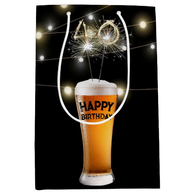 Biergläser im 40. Geburtstag Mittlere Geschenktüte (Vorderseite)