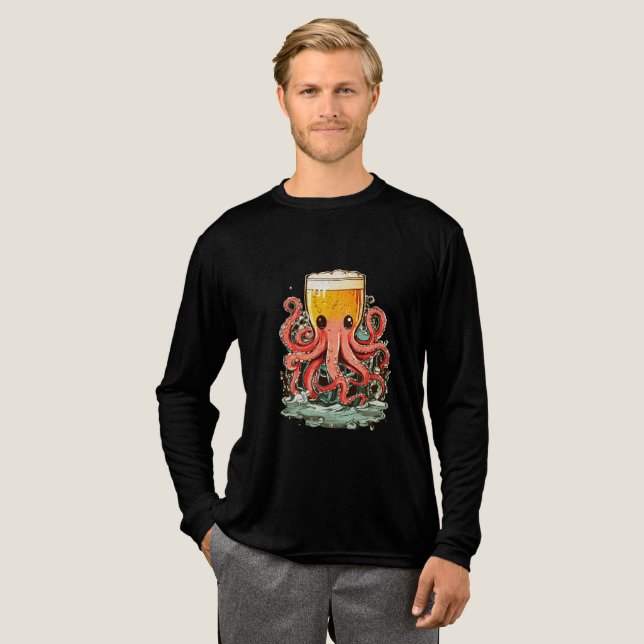 Bierglaskopf Octopus Graphic T-Shirt Tri-Blend Shirt (Volle Vorderseite)