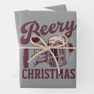 Bieriger Weihnachten Vintage Festliche Party-Typen Geschenkpapier Set