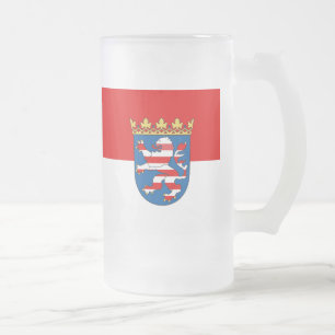 Bierkrug aus Frostglas mit Flagge Hessens Mattglas Bierglas