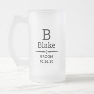 Bierkrug aus gefrostetem Glas mit Monogramm des Br Mattglas Bierglas