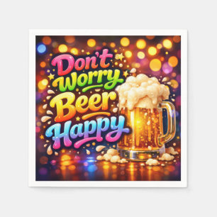 Bierkrug mit Neon-Regenbogen-Zitat Serviette