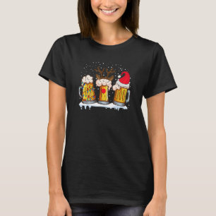 Bierkrug Weihnachtsbaum Lichter Rentier Xmas Santa T-Shirt
