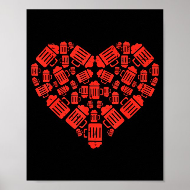 Bierkrüge Herz Lustiger Valentinstag Trinkteam Poster (Vorne)