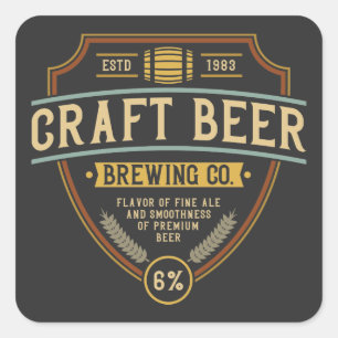 Bierlogo im Vintage-Style Quadratischer Aufkleber