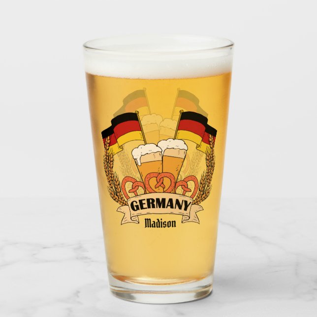 Bierpint-individuelle Name Glas (Rückseite (gefüllt))