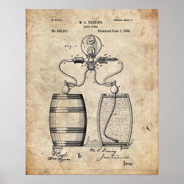 Bierpumpe Patent Poster (Vorne)