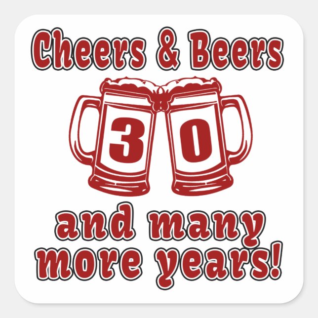Biersorten 30 Jahre Quadratischer Aufkleber (Vorderseite)