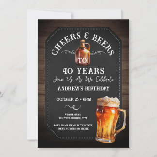 Biersorten 40. Geburtstagsfeier Party Einladung