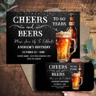 Biersorten 60. Geburtstag Rustikale Einladung