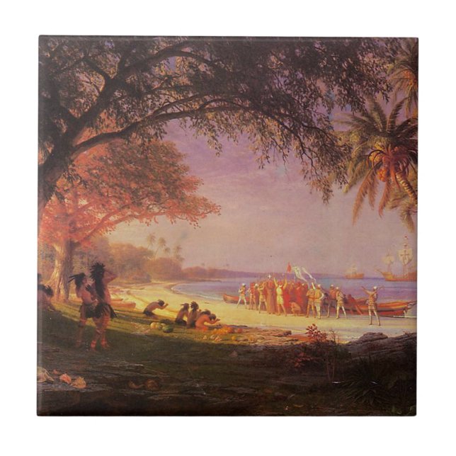 Bierstadt Albert, The Landing of Columbus Fliese (Vorderseite)