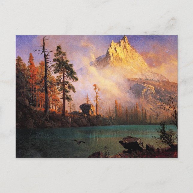 Bierstadt - Bergsee, Kunstmalerei Postkarte (Vorderseite)