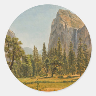 Bierstadt Brautschleierfälle, Yosemite Valley Runder Aufkleber
