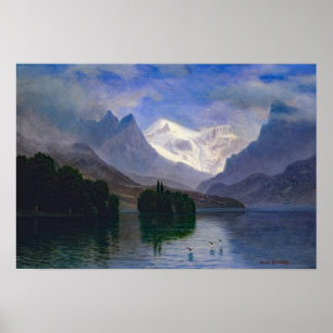 Bierstadt Mountain Scene Paint Poster