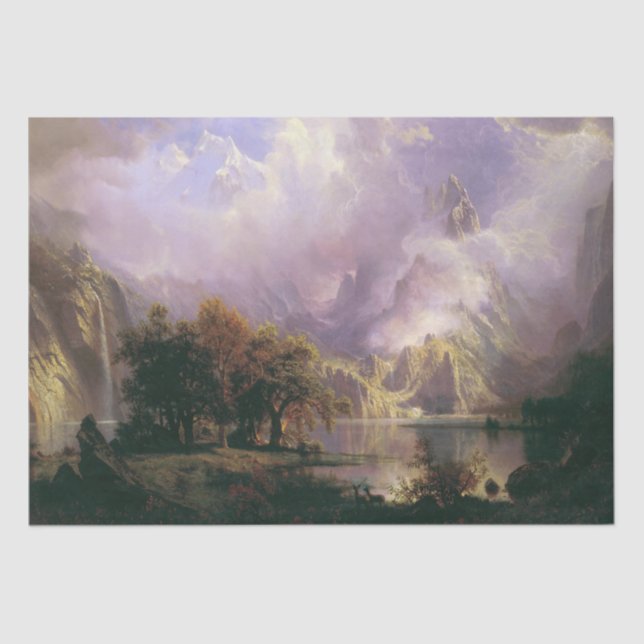 Bierstadt Rockies Lake Deer Wildlife Tissue Paper Seidenpapier (Vorderseite)