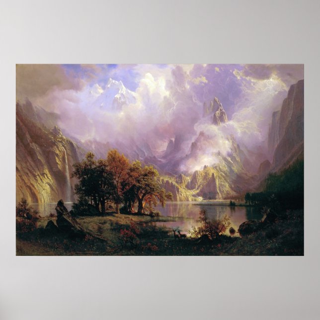 Bierstadt Rocky Mountain Landschaftsbild Malerei Poster (Vorne)