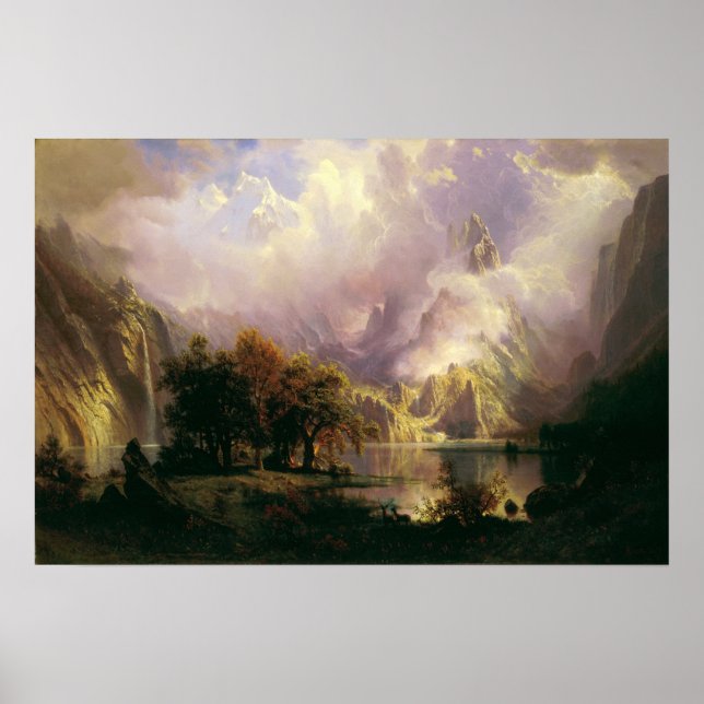 Bierstadt - Rocky Mountains Landschaft Poster (Vorne)