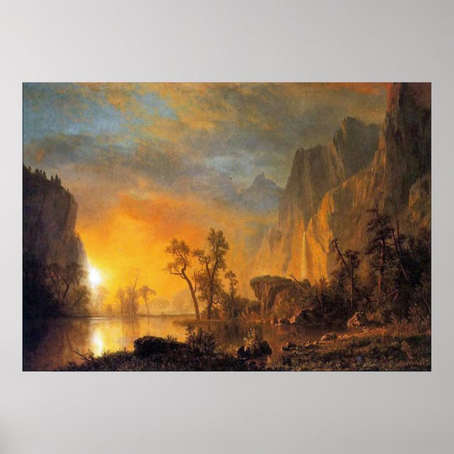 Bierstadt Sunset in der Rockies-Malerei Poster (Vorne)