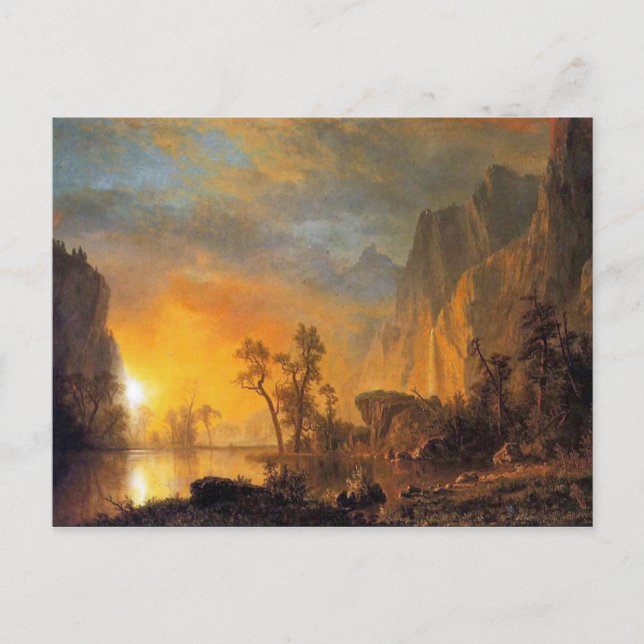 Bierstadt Sunset in der Rockies-Malerei Postkarte (Vorderseite)