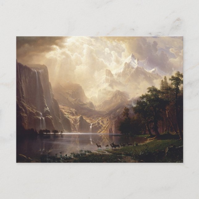 Bierstadt Unter den Bergen der Sierra Nevada Postkarte (Vorderseite)