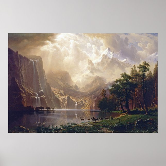 Bierstadt Unter der Sierra Nevada Malerei Poster (Vorne)